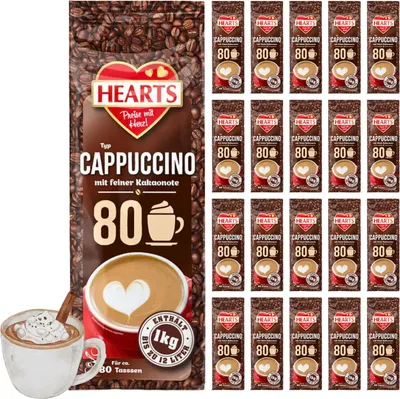 Produktbild von HEARTS Cappuccino mit feiner Kakaonote 20 x 1kg - Vorratspackung für Weihnachtsmarkt