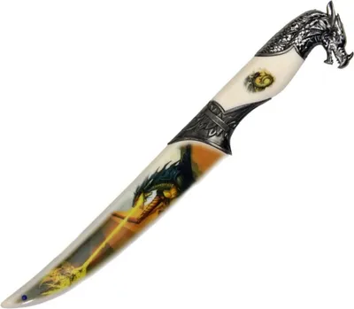 Produktbild von Dolch Drache mit farbiger Scheide und Drachenkopf