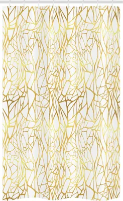 Produktbild von ABAKUHAUS zeitgenössisch Schmaler Duschvorhang, Abstrakt Exotic, Badezimmer Deko Set aus Stoff mit Haken, 120 x 180 cm, Gelb und Weiß