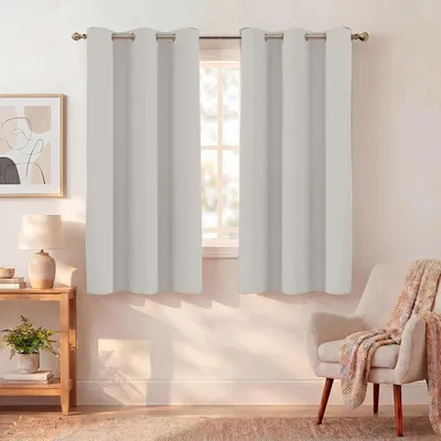 Image de Rideaux occultants pour l'intérieur - Isolants thermiquement - Avec œillets - Pour chambre et salon - Style moderne pour le salon - Lot de 2 - Couleur : gris anthracite