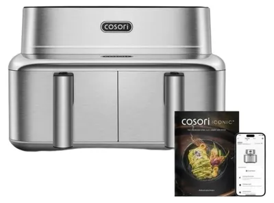 Obrázek produktu pro COSORI ICONIC™ Dvojitá fritéza s horkým vzduchem, objem 8,6 litru, inteligentní ovládání, keramický povrch, 2700 W
