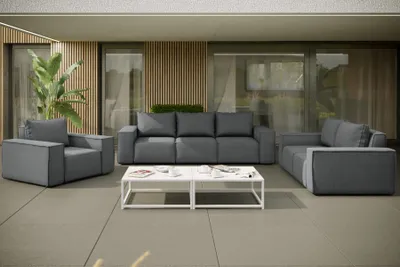 Produktbild von Gartenmöbel-Set GARDENT 3-2-1 wetterfester Stoff NXL Grau