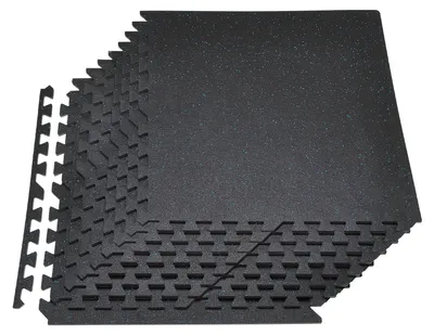 Obrázek produktu pro Puzzlematte Podlahová ochranná rohož – sada 24 dílů – 61 x 61 x 1 cm na rohož – vysoce hustá EVA pěna – protiskluzová a tlumící nárazy – zvukově izolační – černá/modrá