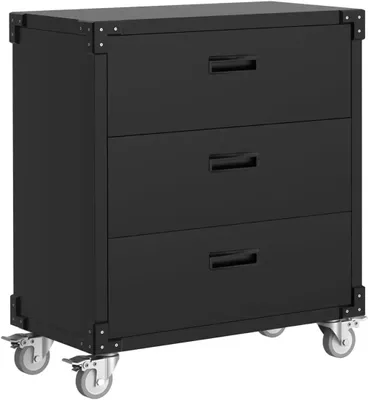Obrázek produktu pro Skříňka na nářadí – pojízdný vozík na nářadí – 3 zásuvky – železo – s kolečky – 80 x 42 x 90 cm – černá