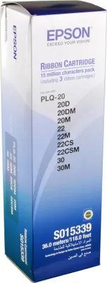 Produktbild von Epson SIDM Black Farbbandkassette für PLQ-20/22, 3er-Pack (C13S015339), - PLQ-30M - PLQ-30 - PLQ-22M - PLQ-22 CS - PLQ-22 - PLQ-20M - PLQ-20DM - PLQ-20D - PLQ-20, Schwarz, Punktmatrix, 5000000 Zeichen, Schwarz, China