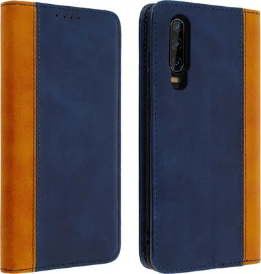 Immagine prodotto di Avizar, custodia in ecopelle con scomparti per carte, cover a libro per Huawei P30, colore blu notte
