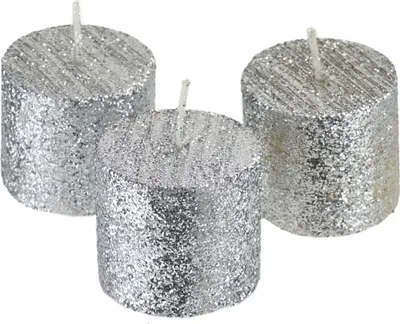 Image de Bougies avec paillettes argentées 3,8 cm - 3 pcs