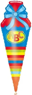 Folieballon Schultüte ABC, 25 x 76 cm, Einschulung Deko