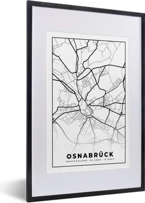 Produktbild von MuchoWow® Gerahmtes Poster Stadtplan - Osnabrück - Karte 40x60 cm - Poster mit Schwarzem Bilderrahmen Wandposter Rahmen Foto Bilder - Poster in Rahmen