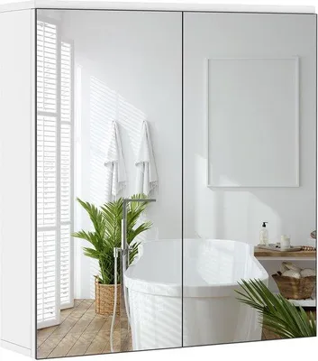 Immagine prodotto di Mobile da bagno con 2 ante a specchio, mobile a specchio sospeso per la vasca da bagno, a 2 ante, ripiano regolabile in altezza