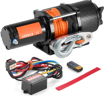 Produktbild von SucceBuy Elektrický navijak 4500 lb, 12 V DC, ťahanie ATV/UTV, 39 ft syntetické lano, vodotesnosť IP55, hliníkové vedenie lana, bezdrôtové/diaľkové ovládanie