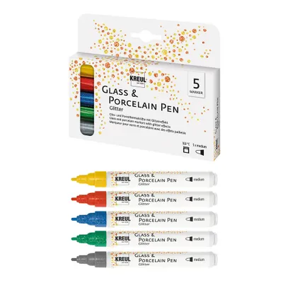 Obrázek produktu pro Sada fIx na porcelán a sklo KREUL GLITTER 5 barev