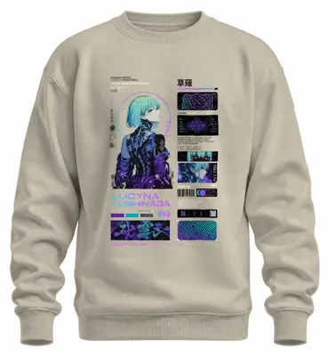 Obrázok produktu pre Lucyna Kushinada, cyberpunk, anime, manga, Japonsko, štýl rokov 2000, mikina s kapucňou, farba: prírodná, veľkosť: XXL