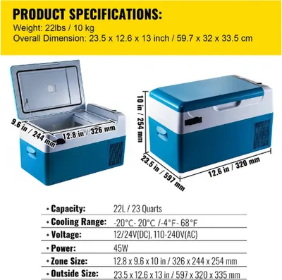 Immagine prodotto di Frigorifero da auto - Frigorifero da 12V - Frigorifero elettrico per auto - Frigorifero per auto - Frigorifero da 12V per auto - 22 litri - Capacità fino a 48 lattine