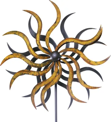 Produktbild von Windrad Gartendeko Metall Sonne gold 185 cm