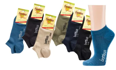 Obrázek produktu pro Bambusové ponožky do tenisek – antibakteriální – uni – 6/12 párů – prodyšné – potlačující zápach – velmi měkké a lehké