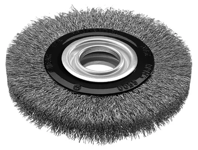 Image de Brosse métallique circulaire, 125 x 20 mm, fil entaillé, en acier inoxydable