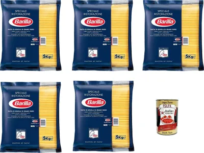 Produktbild von Pasta Barilla Spaghettoni Ristorante Nr. 7 italienisch Nudeln 5x 5kg pack + Italian Gourmet polpa