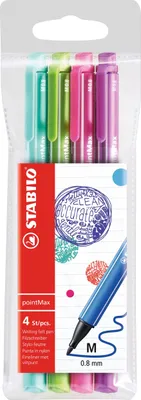Image de Feutres - STABILO pointMax - Pack de 4 - Couleurs design - vert glacé, vert clair, rouge rosé, violet