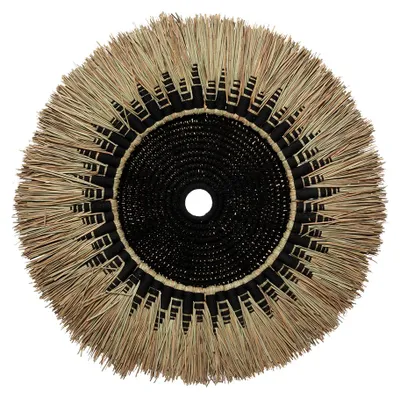 Image de Décoration suspendue herbe et coton noir et marron 60x60x3cm