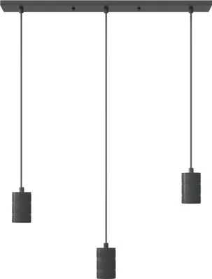 Produktbild von Calex Pendelleuchte E27, 3-flammig, Metall, Runden Deckenplatte 40cm , höhenverstellbar, matt schwarz