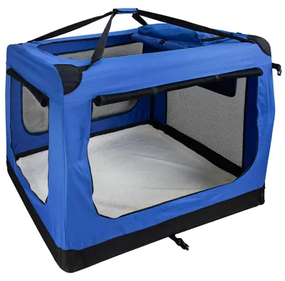Produktbild von Faltbare Hundebox Transporttasche Transportbox Auto Katze Hunde Kaninchen Blau Große Kleine Box Bag Klein Auto Tasche Transport 7 Größen S - XXXXL Petigi, Größe:XXXXL (122 x 80 x 82 cm)