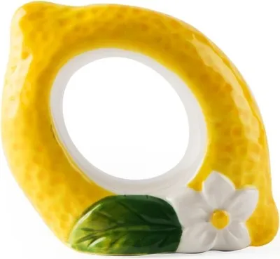 Image de Excelsa Set de 6 Ronds de serviette Amalfi Céramique 6x5x2,5 cm Jaune