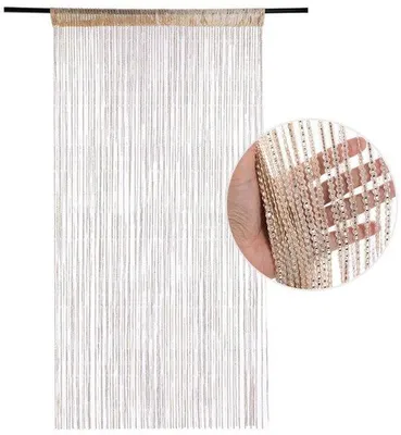 Zdjęcie produktu dla Unyqoos® Zasłona dekoracyjna 100 x 200 cm – zasłona przeciwko owadom/dekoracyjna, z srebrnymi nitkami, kolor szampan, 1 sztuka