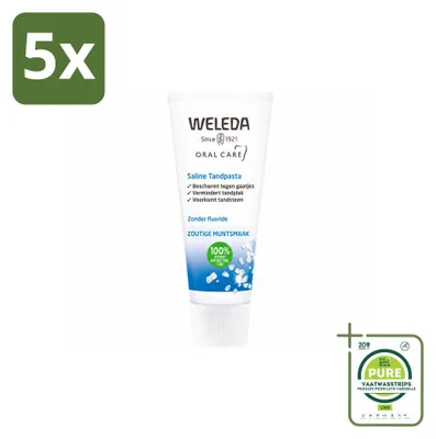 Image de 5 tubes de dentifrice Saline de Weleda - 75 ml - Grand format - 5 pièces