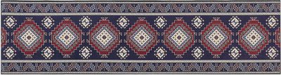 BELIANI Koberec behúň modrá a červená polyester 80 x 300 cm orientálny geometrický vzor protišmykový vintage moderný štýl predsieň
