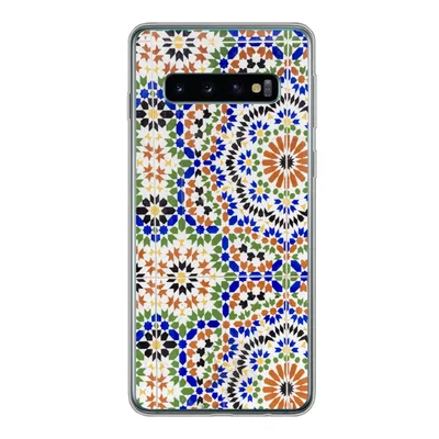 Produktbild von MuchoWow® Handyhülle Schutzhülle Hülle für Samsung Galaxy S10 Ein Mosaikdetail mit vielen verschiedenen Formen Silikon Softcase Handy Hülle - Handytasche