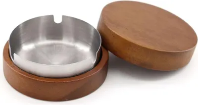 Obrázok produktu pre INF Elegantný drevený popolník z bukového dreva s vložkou z nehrdzavejúcej ocele, 9x9x5cm strieborný