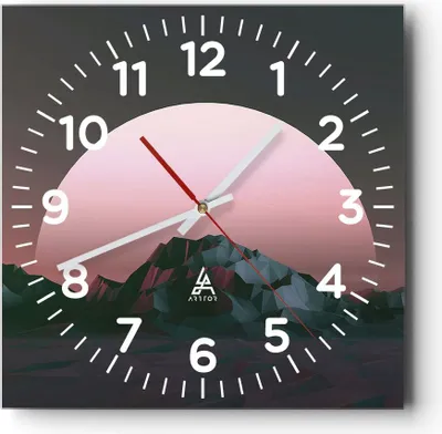 Produktbild von Wanduhr - Quadrat - Glasuhr - Landschaft Berge Sonne - 40x40cm - Schleichendes Uhrwerk - Lautlos - zum Aufhängen bereit - Dekoration Modern - Wanddekoration aus Glas - C4AC40x40-4320