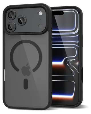 Obrázek produktu pro Magnetický kryt pro iPhone 17 Pro Max, kompatibilní s MagSafe, průhledné nárazuvzdorné pouzdro, ochranný zadní kryt Černá