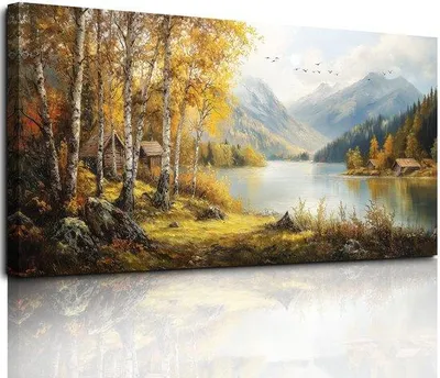 Produktbild von Unyqoos® Leinwandbild Landschaft 50 x 100 cm, handgespannt auf stabilem Holzrahmen, HD-Druck, inkl. schwarzer Haken – Wanddekoration für Wohnzimmer & Büro