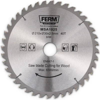 Obrázok produktu pre Pílový kotúč FERM 210 mm 30/16/18 40T TCT MSA1025