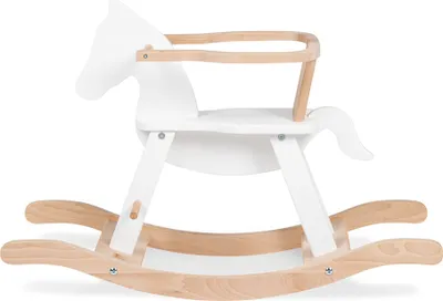 Produktbild von Schaukelpferd Babyzimmer RIJEKA-134 in weiß/natur, B/H/T: 31/58/86 cm
