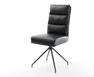 Produktbild von DELIFE Esszimmerstuhl Pela-Flex Echt-Leder Schwarz Kreuzgestell konisch Schwarz Taschenfederkern