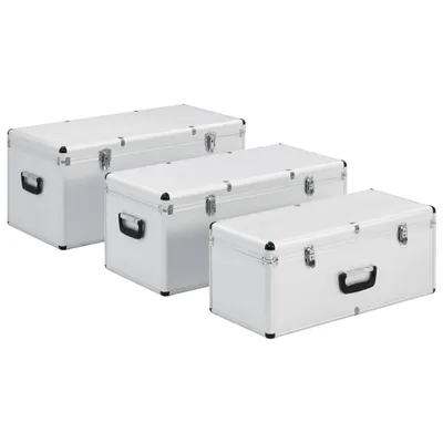 Zdjęcie produktu dla vidaXL Walizka do przechowywania 3 szt. srebrne aluminium