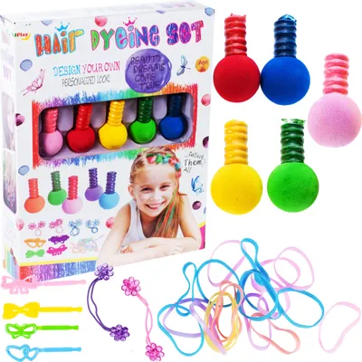 Produktbild von Malplay Haarkreide für Mädchen Bunt 5 Farben 33tlg Haarfarbe Waschbar Perfekt für Karneval und Ferien ab 6 Jahren