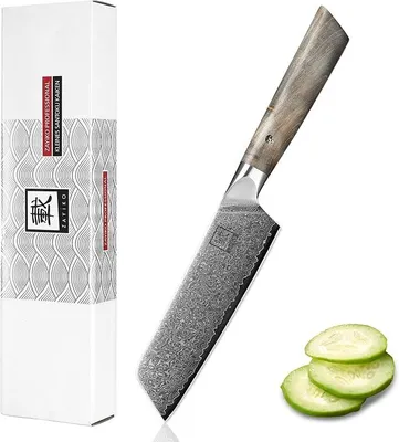Imagen del producto de Silecomplaza, Serie Profesional, cuchillo Santoku pequeño, 16 cm, acero damasco de 67 capas