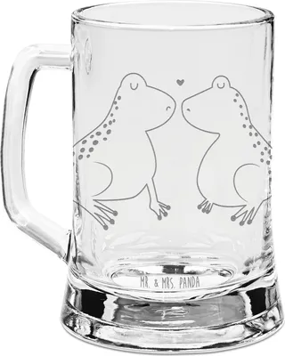 Produktbild von Mr. & Mrs. Panda Krug Frosch Liebe - Transparent - Geschenk, Hochzeitstag, Glas Bierkrug, Verlobt, Mit Gravur, Humpen, Seidel, Freund, Pärchen