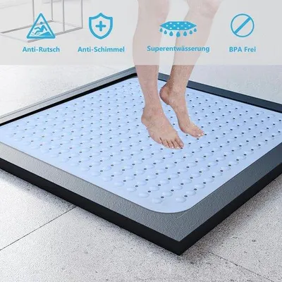 Image de Tapis antidérapant 80 x 80 cm, bleu