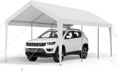 Produktbild von VEVOR Carport, 3,05x6,09x2,87 m Autoüberdachung, Zeltgarage, Garagenzelt, verzinkter Autounterstand, UV-beständig, Ganzjahresschutz, Lagerschuppen für Auto, Boot, Motorrad, Weiß