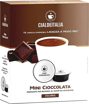 Produktbild von Cialdeitalia - Mini Schokolade Kapseln kompatibel mit Lavazza A Modo Mio Maschinen - Getränkepulver Schokoladengeschmack - 192 Kapseln