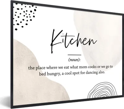Produktbild von MuchoWow® Gerahmtes Poster Sprichwörter - Küche - Definition der Küche - Zitate - Wörterbuch 80x60 cm - Poster mit Schwarzem Bilderrahmen Wandposter Rahmen Foto Bilder - Schwarzem - Mit Gestell