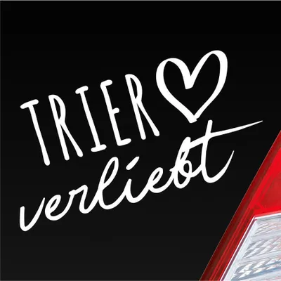 Produktbild von Auto Aufkleber Trier verliebt Herz Stadt Heimat Liebe Car 19x10 cm Weiss Glanz Sticker Heckscheibenaufkleber
