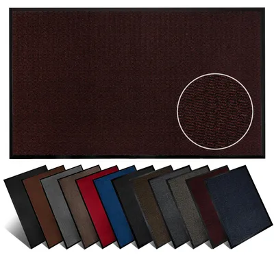Produktbild von Furni24 Fußmatte Schmutzfangmatte 90 x 150 cm Rot/Schwarz – Rutschfeste Waschbare Türmatte für Innen- & Außenbereich