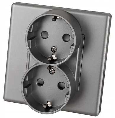 Produktbild von MIUUN Doppel Schuko Steckdose Grau mit Rahmen