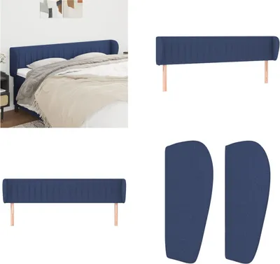 Produktbild von vidaXL Kopfteil mit Ohren Blau 183x23x78/88 cm Stoff - Kopfteil - Kopfteile - Bett-Kopfteil - Bettkopfteil